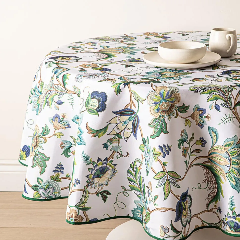 Easycare Printed 'Brissac' Polyester Tablecloth (Blue) 70" dia.