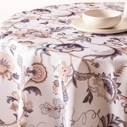 Easycare Printed 'Brissac' Polyester Tablecloth (Beige) 70" dia.