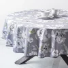 Easycare Printed 'Dahlia' Polyester Tablecloth 70" Round (Grey)