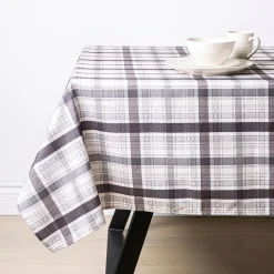 Easycare Printed 'Maxwell Plaid' Polyester Tablecloth 58"x78" (Black)