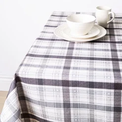 Easycare Printed 'Maxwell Plaid' Polyester Tablecloth 58"x78" (Black)