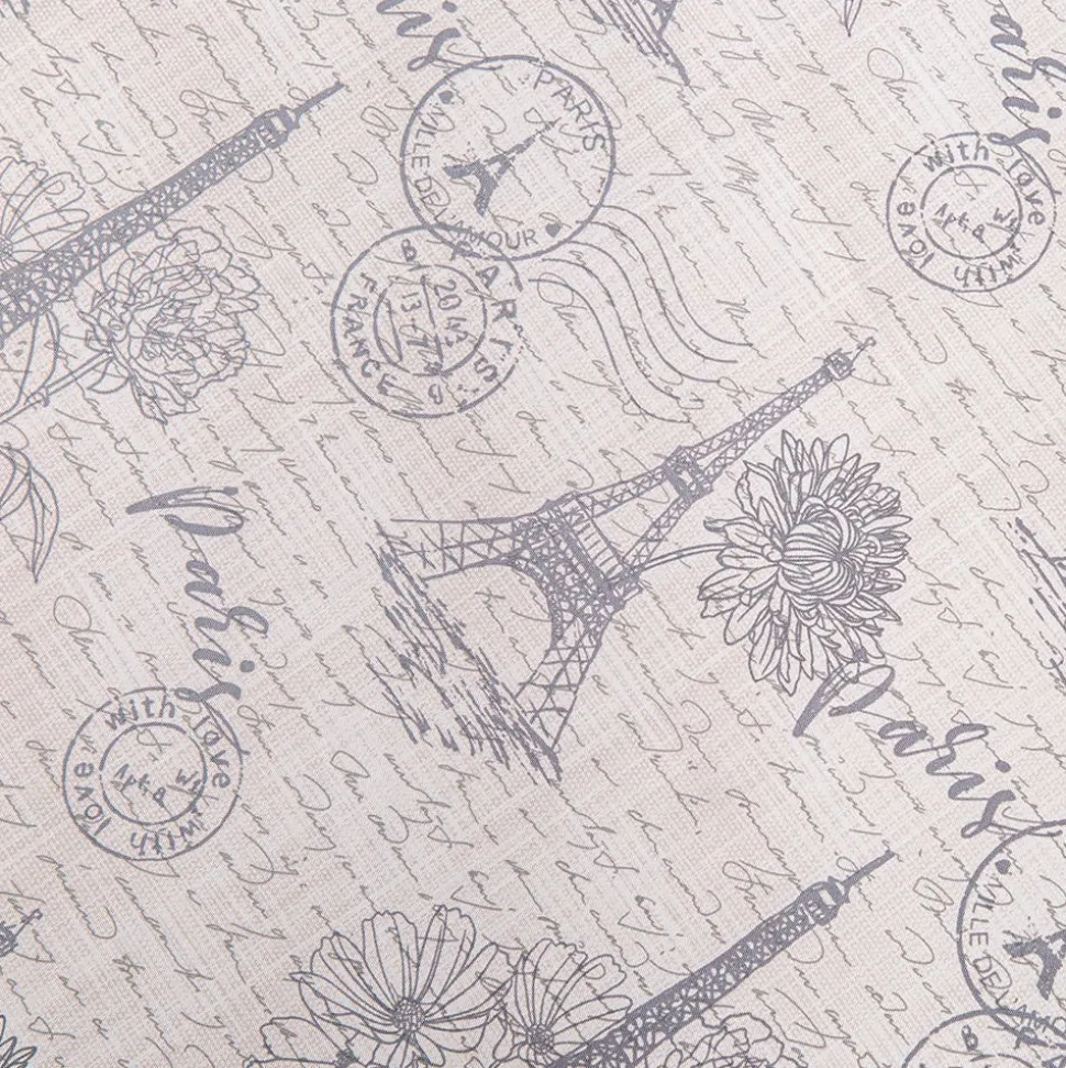 Easycare Printed 'Paris' Polyester Tablecloth 70" Round (Charcoal)
