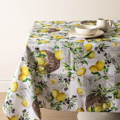 Easycare Printed 'Rustic Lemons' Polyester Tablecloth 58x94 (Yellow)