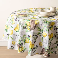 Easycare Printed 'Rustic Lemons' Polyester Tablecloth 70" (Yellow)