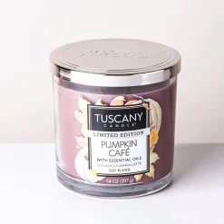 Empire Tuscany 3-Wick 'Pumpkin Cafe' Glass Jar Candle 14oz.
