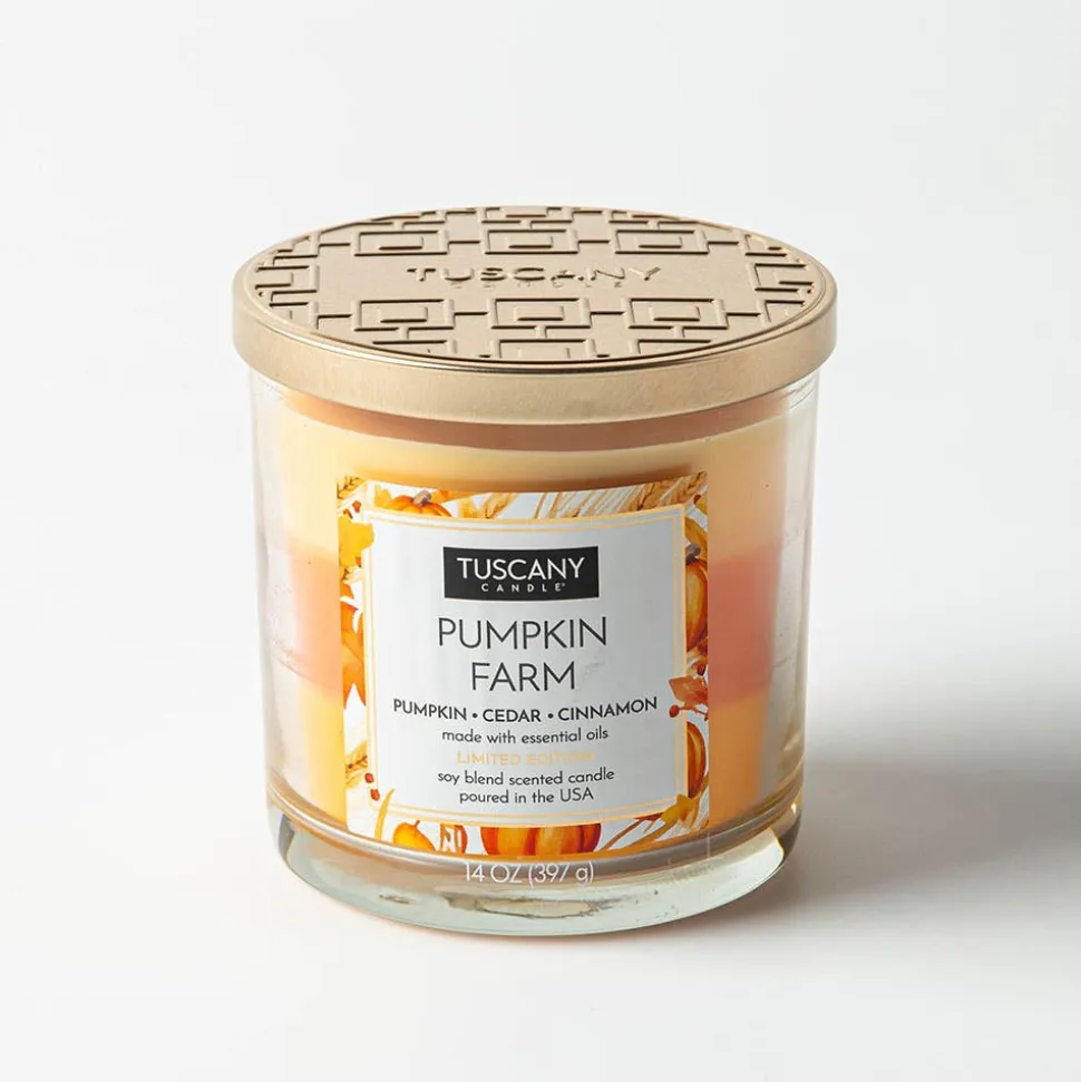 Empire Tuscany 3-Wick 'Pumpkin Farm' Glass Jar Candle 397g