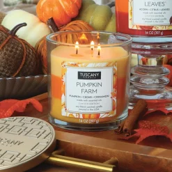 Empire Tuscany 3-Wick 'Pumpkin Farm' Glass Jar Candle 397g