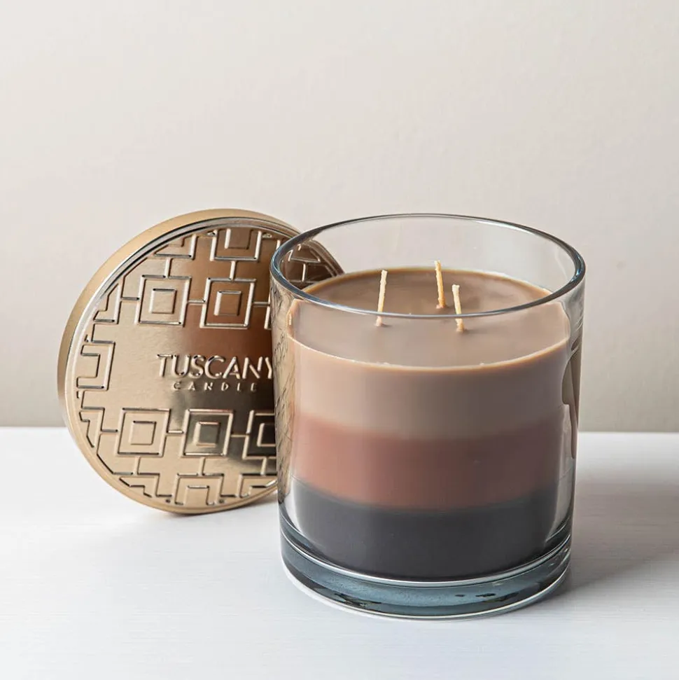 Empire Tuscany 3-Wick 'Tobacco and Leather' Glass Jar Candle 397g