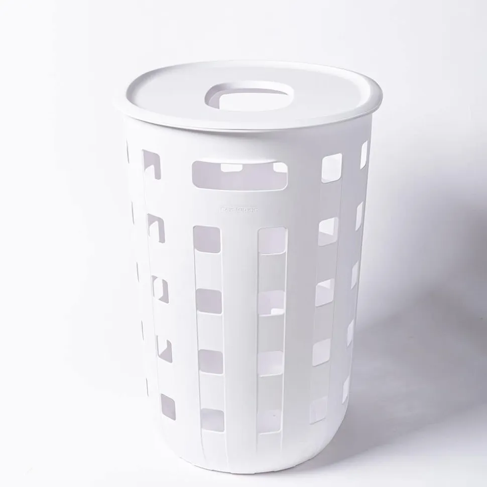 Ezy Storage Premium Aura '80l' Laundry Hamper with Lid (White)