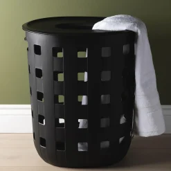 Ezy Storage Premium Aura '80L' Laundry Hamper with Lid (Black)