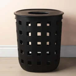Ezy Storage Premium Aura '80L' Laundry Hamper with Lid (Black)