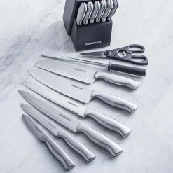 Farberware 15pc Stainless Stamped Wood Knife Set (Charcoal)