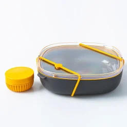 Fuel Leak-Proof Lunch Plate Container with Lid (Black/Clear)