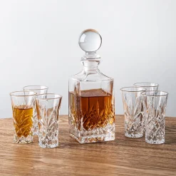 Godinger Dublin Crystal-Cut Spirits Decanter & Shot Glass Set/7