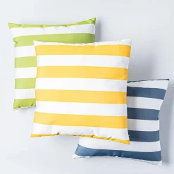 Harman Cabana Stripe 'Water Repellent' 18x18" Outdoor Cushion (Yellow)