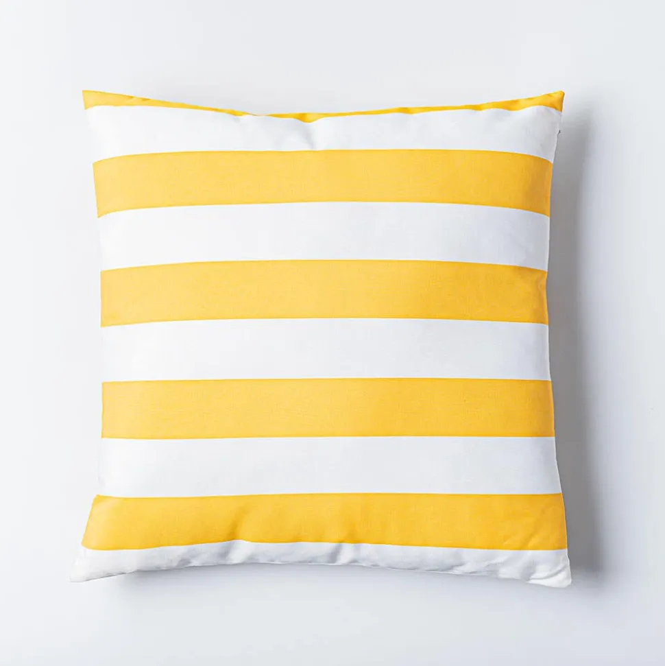 Harman Cabana Stripe 'Water Repellent' 18x18" Outdoor Cushion (Yellow)