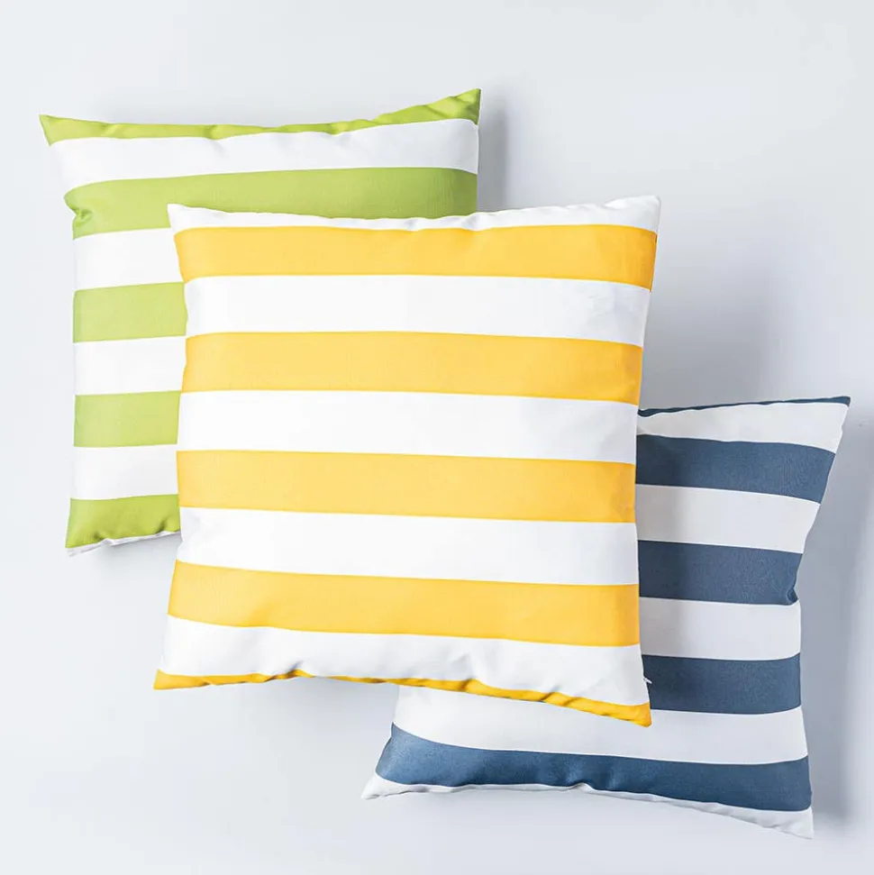 Harman Cabana Stripe 'Water Repellent' 18"x18" Outdoor Cushion (Green)