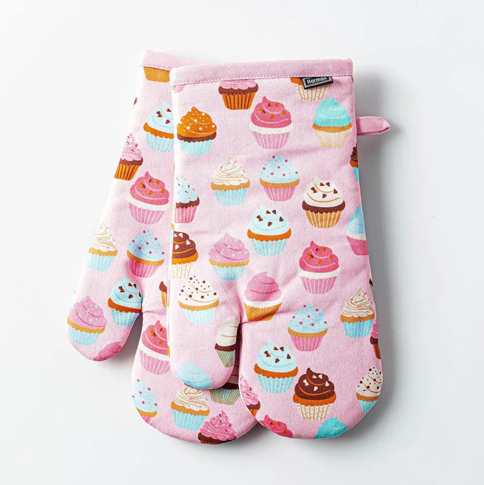 Harman Gourmet 'Cupcake' Cotton Oven Mitt - Set of 2 (Pink)