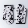 Harman Gourmet 'Daisy' Cotton Oven Mitt - Set of 2 (Black)