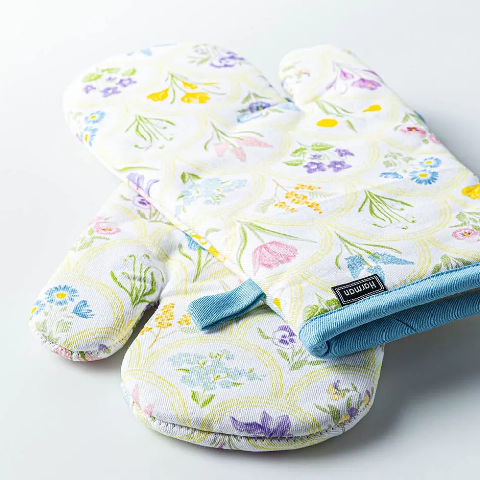 Harman Gourmet 'Flower Tile' Cotton Oven Mitt - Set of 2