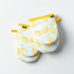 Harman Gourmet 'Lemon Stripe' Mini Oven Mitt - Set of 2 (Yellow)
