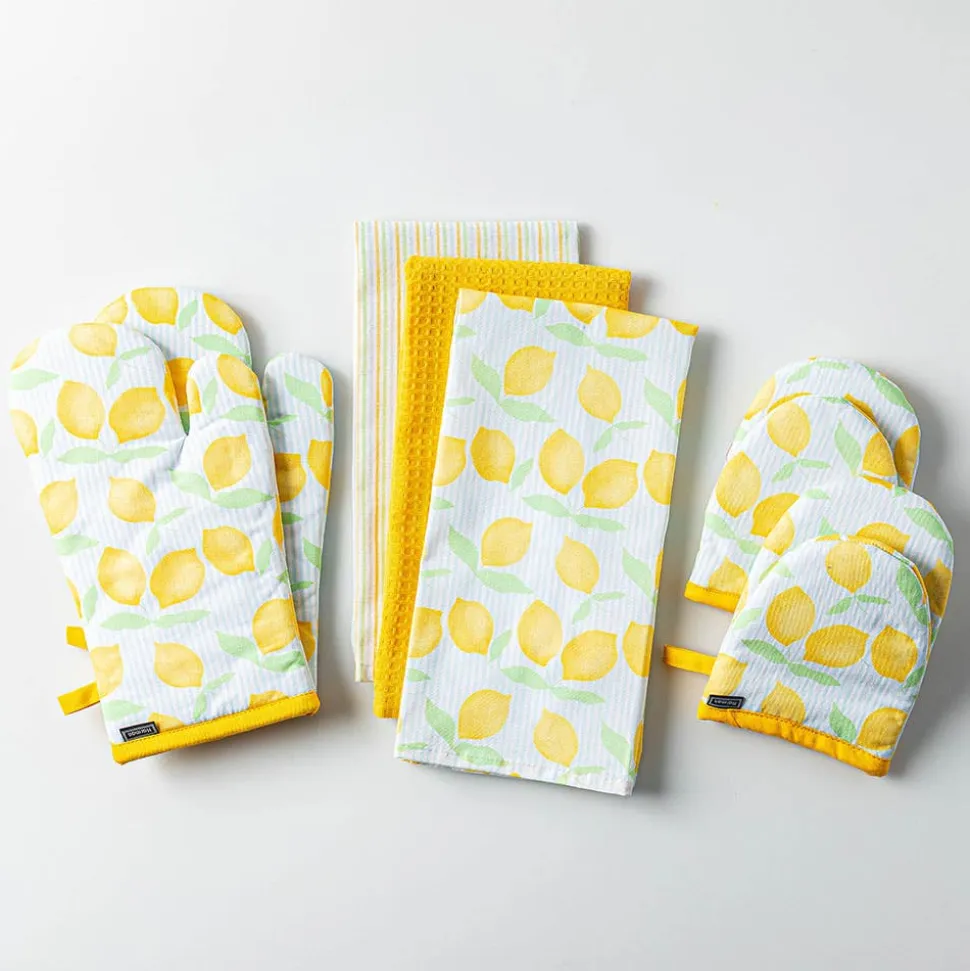 Harman Gourmet 'Lemon Tile' Cotton Oven Mitt - Set of 2 (Yellow)