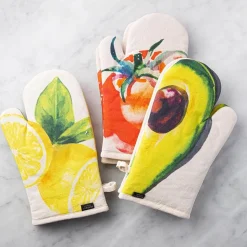 Harman Gourmet 'Market Lemon' Cotton Oven Mitt - Set of 2 (Natural)