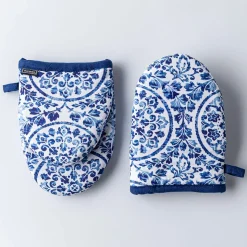 Harman Gourmet 'Medallion' Cotton Mini Oven Mitt - Set of 2 (Blue)
