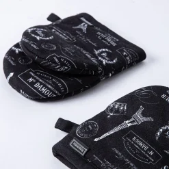 Harman Gourmet 'Paris Passport' Cotton Mini Oven Mitt Set/2 (Black)