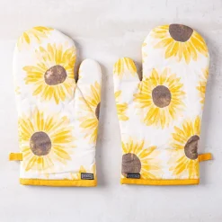 Harman Gourmet 'Sunflower' Cotton Oven Mitt - Set of 2 (Yellow)