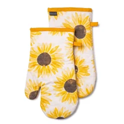 Harman Gourmet 'Sunflower' Cotton Oven Mitt - Set of 2 (Yellow)