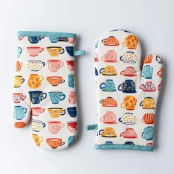 Harman Gourmet 'Tea Cups' Cotton Oven Mitt - Set of 2