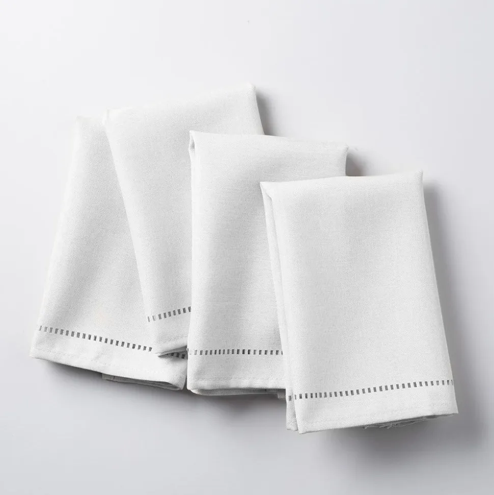 Harman Hemstitch Polyester Napkin - Set of 4 (White)