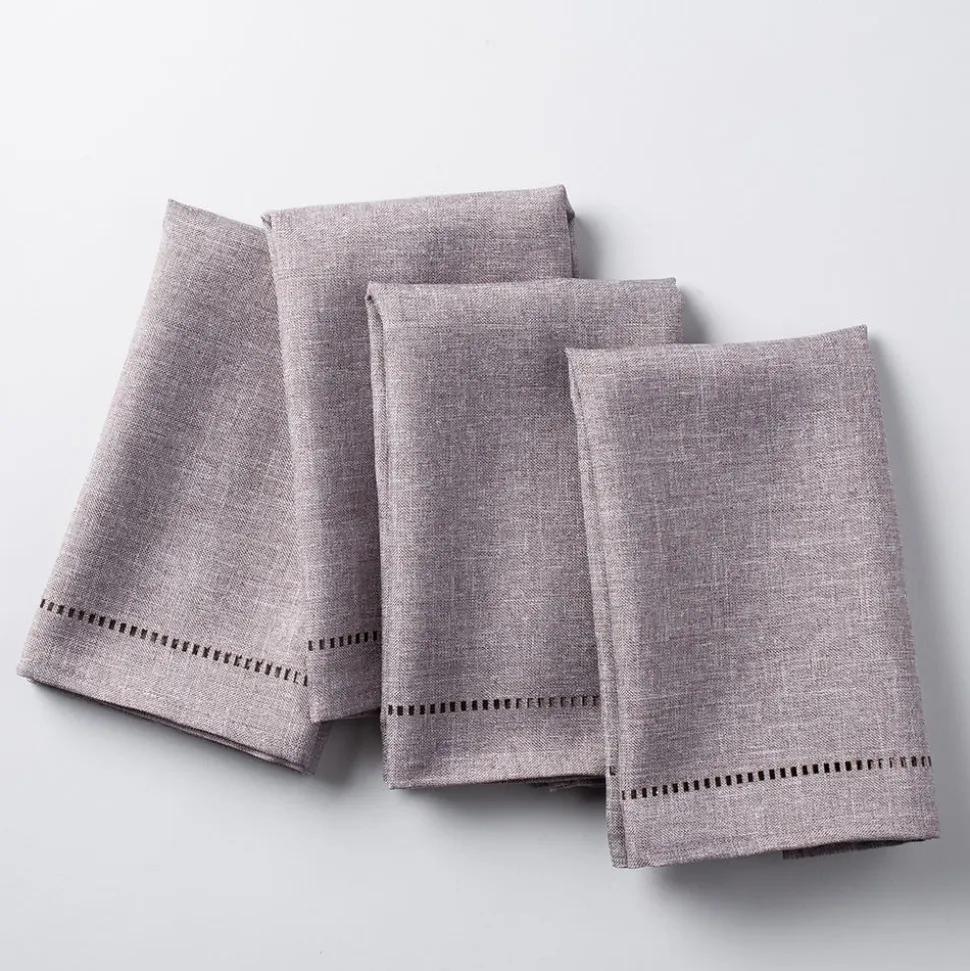 Harman Hemstitch Polyester Napkin - Set of 4 (Dark Grey)
