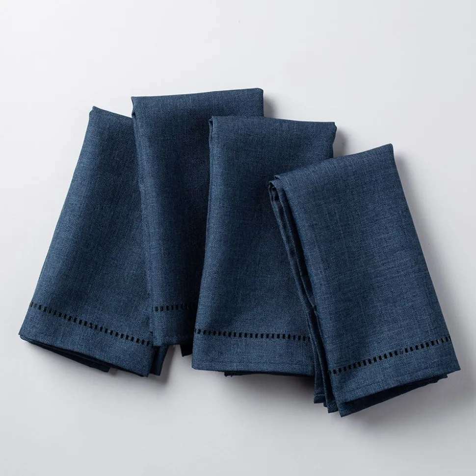 Harman Hemstitch Polyester Napkin - Set of 4 (Navy)