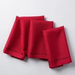 Harman Hemstitch Polyester Napkin - Set of 4 (Red)
