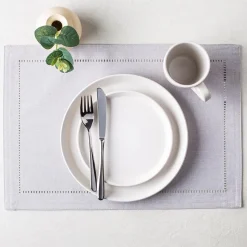 Harman Hemstitch Polyester Placemat (Light Grey)