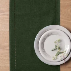Harman Hemstitch Polyester Runner (Forest Green)
