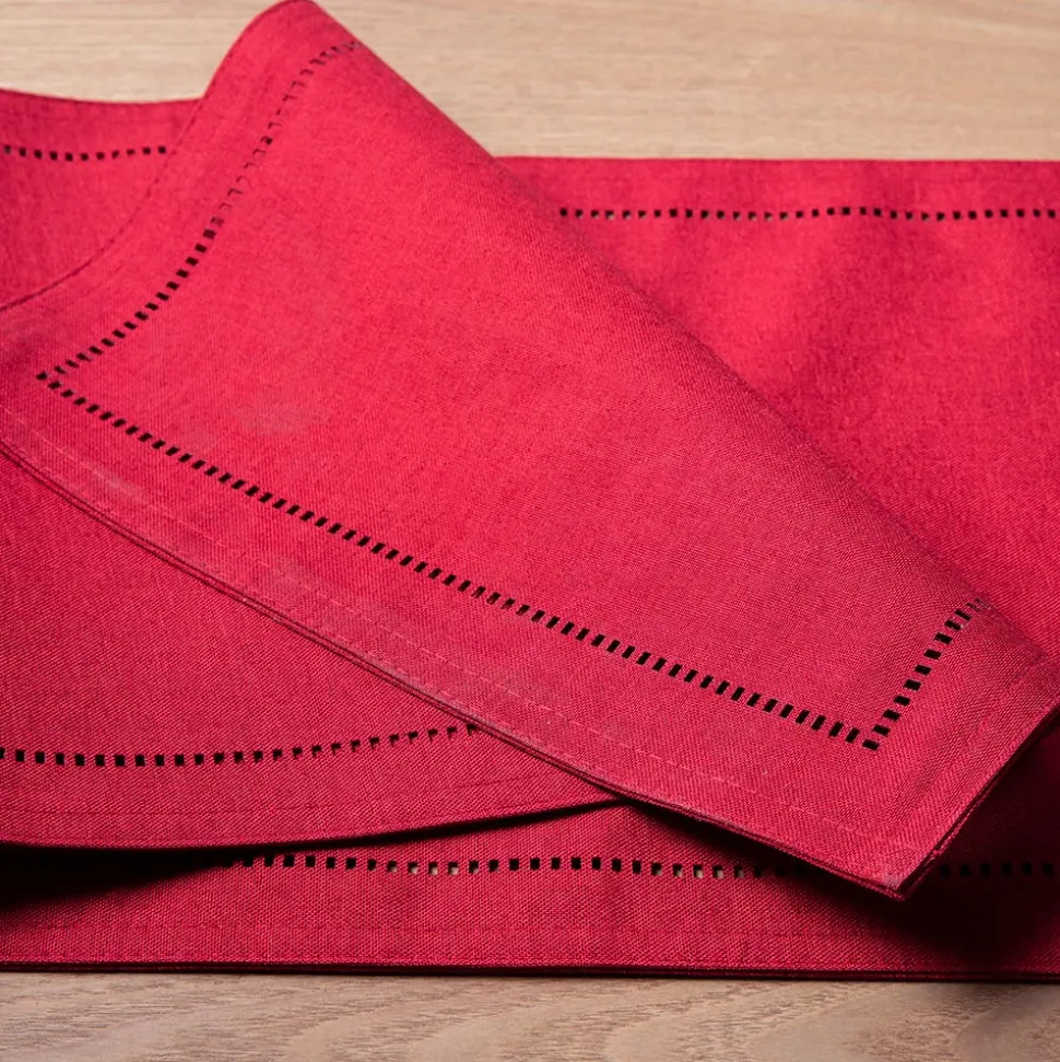 Harman Hemstitch Polyester Runner (Red)