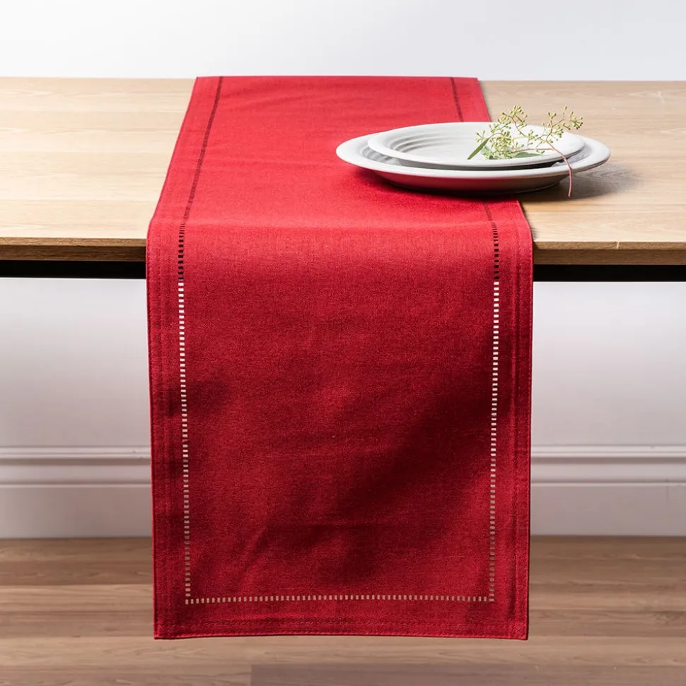 Harman Hemstitch Polyester Runner (Red)