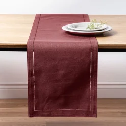 Harman Hemstitch Polyester Runner (Wine)
