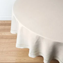 Harman Hemstitch Polyester Tablecloth 70" Round (Linen)