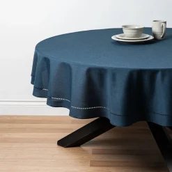 Harman Hemstitch Polyester Tablecloth 70" Round (Navy)