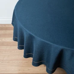 Harman Hemstitch Polyester Tablecloth 70" Round (Navy)