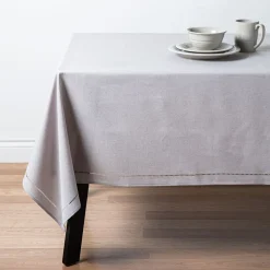 Harman Hemstitch Polyester Tablecloth 60"x90" (Light Grey)