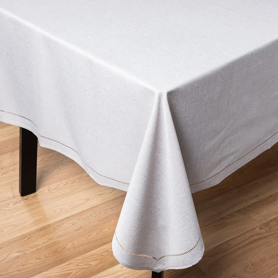 Harman Hemstitch Polyester Tablecloth 60"x90" (Light Grey)
