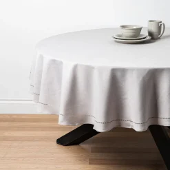 Harman Hemstitch Polyester Tablecloth 70" Round (Light Grey)