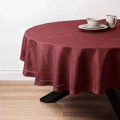 Harman Hemstitch Polyester Tablecloth 70" Round (Wine)