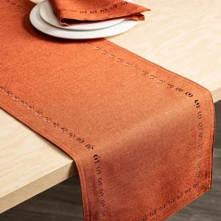 Harman Hemstitch Pumpkin Polyester Runner (14x120")