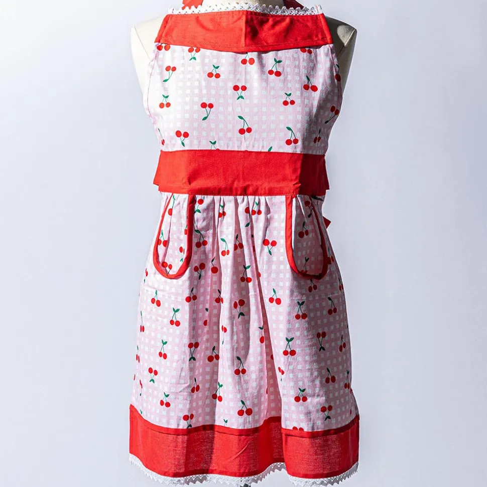 Harman Honey 'Cherry Check' Cotton Apron (Pink)